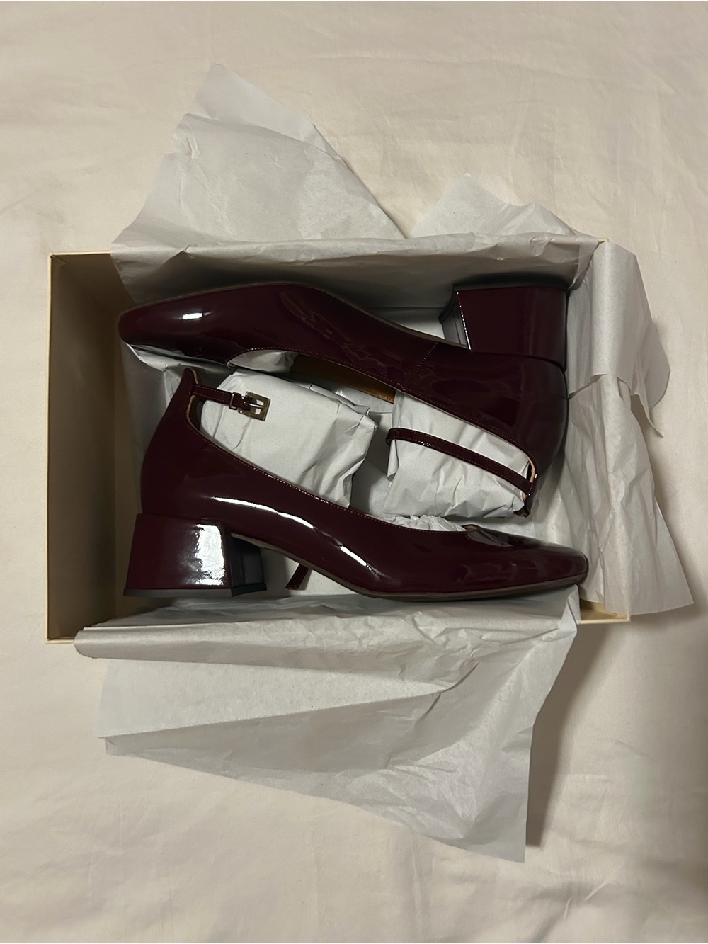 NIB Sezane Patent Leather Block Heel Pumps with Ankle Strap - 10 - Picture 3 of 9